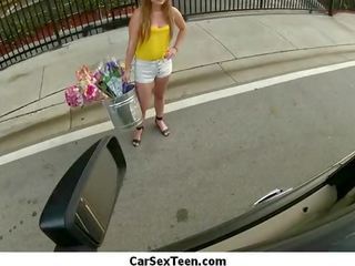 Amateur teen darling hitch hiking for a ride and gets the ultimate car fucking 17